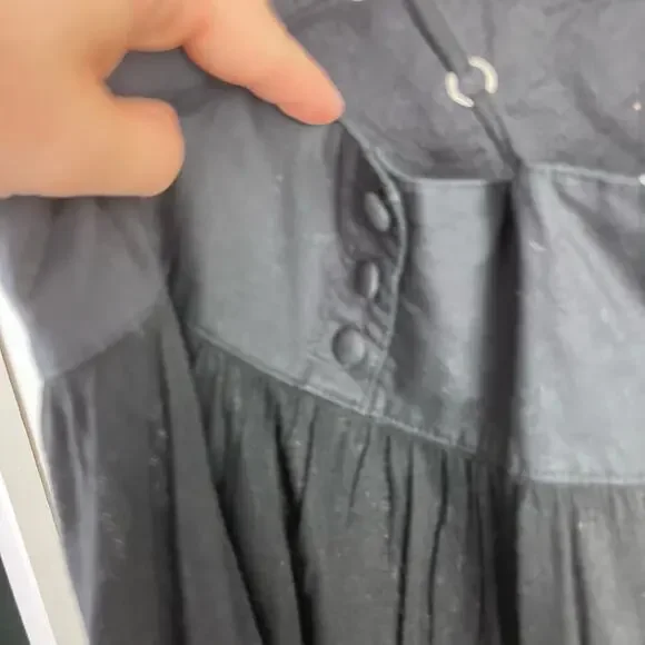 Hazel Women's Black Peasant Flowy Boho Empire Waist Strappy Tank Top Small Y2K - Picture 6 of 8